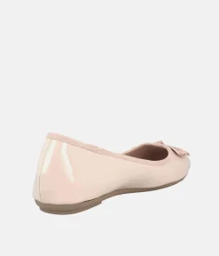 Stylish Round Toe Beige Patent Ballet Flats