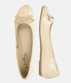 Stylish Round Toe Beige Patent Ballet Flats