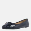 Stylish Round Toe Navy Patent Ballet Flats