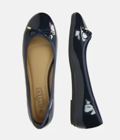 Stylish Round Toe Navy Patent Ballet Flats