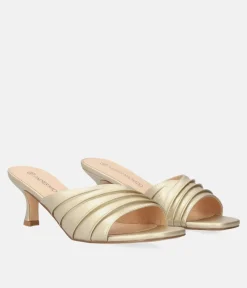 Stylish Slip on Gold Heel Sandals