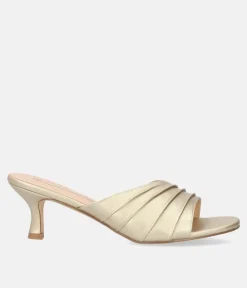 Stylish Slip on Gold Heel Sandals