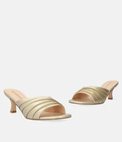 Stylish Slip on Gold Heel Sandals