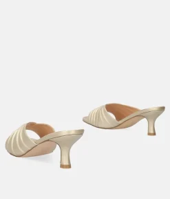 Stylish Slip on Gold Heel Sandals