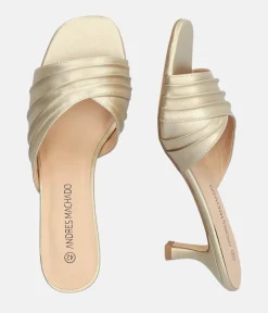 Stylish Slip on Gold Heel Sandals