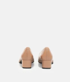 Stylish Taupe Pointy Toe Block Heels