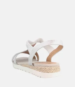 Stylish Wide Fit Silver Wedge Elasticated Sandals