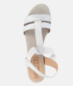 Stylish Wide Fit Silver Wedge Elasticated Sandals