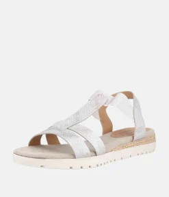 Stylish Wide Fit Silver Wedge Elasticated Sandals