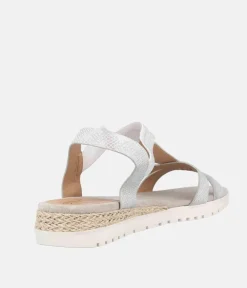 Stylish Wide Fit Silver Wedge Elasticated Sandals