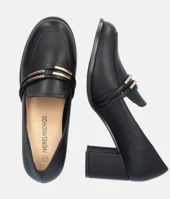 Super Dressy Black High Block Heel Loafers