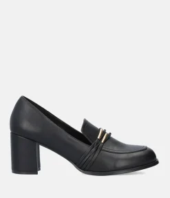 Super Dressy Black High Block Heel Loafers