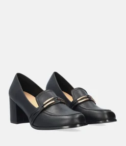 Super Dressy Black High Block Heel Loafers