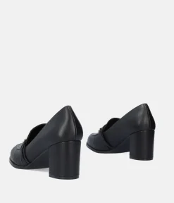 Super Dressy Black High Block Heel Loafers