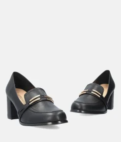 Super Dressy Black High Block Heel Loafers