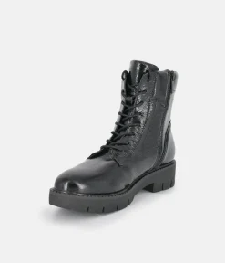 Tamaris Black Patent Chunky Ankle Boots