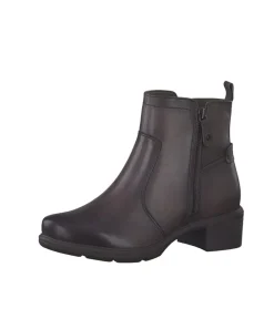 Tamaris Brown Leather Block Heel Ankle Boots