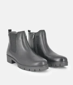 Tamaris Chelsea Style Black Leather Ankle Boots