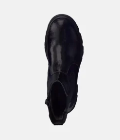 Tamaris Chelsea Style Black Patent Ankle Boots