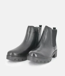 Tamaris Chelsea Style Black Leather Ankle Boots