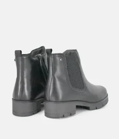 Tamaris Chelsea Style Black Leather Ankle Boots
