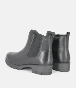 Tamaris Chelsea Style Black Leather Ankle Boots