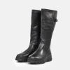 Tamaris Chunky Long Black Leather Boots
