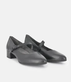 Tamaris Classic Black Mary Jane Low Block Heels