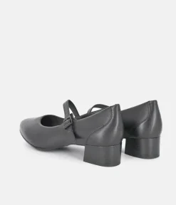 Tamaris Classic Black Mary Jane Low Block Heels