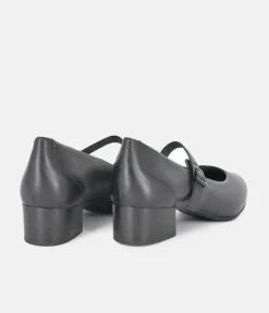 Tamaris Classic Black Mary Jane Low Block Heels