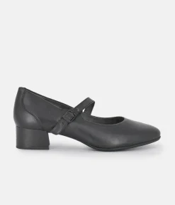 Tamaris Classic Black Mary Jane Low Block Heels