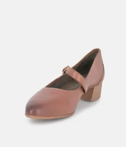 Tamaris Classic Brown Mary Jane Low Block Heels