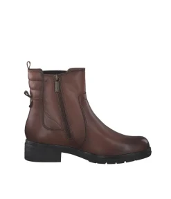 Tamaris Cognac Leather Chelsea Style Ankle Boots