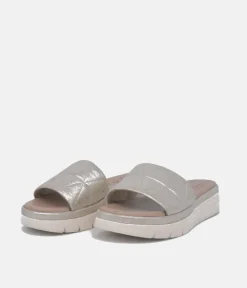 Tamaris Comfort Gold Quilted Slip on Sandals