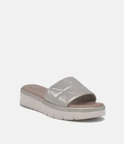 Tamaris Comfort Gold Quilted Slip on Sandals