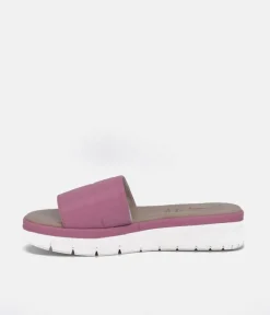 Tamaris Comfort Lilac Pink Quilted Slip on Sandals