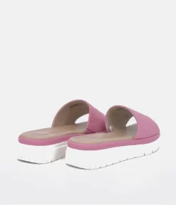 Tamaris Comfort Lilac Pink Quilted Slip on Sandals