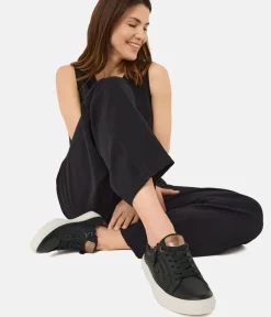 Tamaris Comfortable Black Leather Trainers