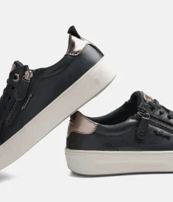 Tamaris Comfortable Black Leather Trainers