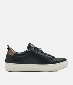 Tamaris Comfortable Black Leather Trainers