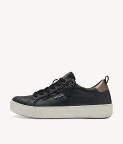 Tamaris Comfortable Black Leather Trainers