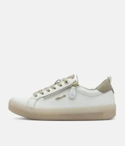 Tamaris Comfortable White Leather Trainers