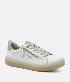 Tamaris Comfortable White Leather Trainers