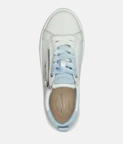 Tamaris Comfortable White/Blue Combi Leather Trainers