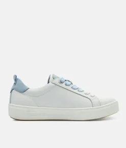 Tamaris Comfortable White/Blue Combi Leather Trainers