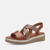 Tamaris Dressy Brown Criss Cross Wedge Sandals