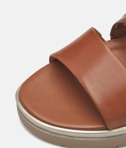 Tamaris Dressy Brown Criss Cross Wedge Sandals