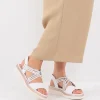 Tamaris Dressy Ivory Criss Cross Wedge Sandals