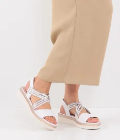 Tamaris Dressy Ivory Criss Cross Wedge Sandals