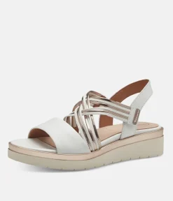 Tamaris Dressy Ivory Criss Cross Wedge Sandals